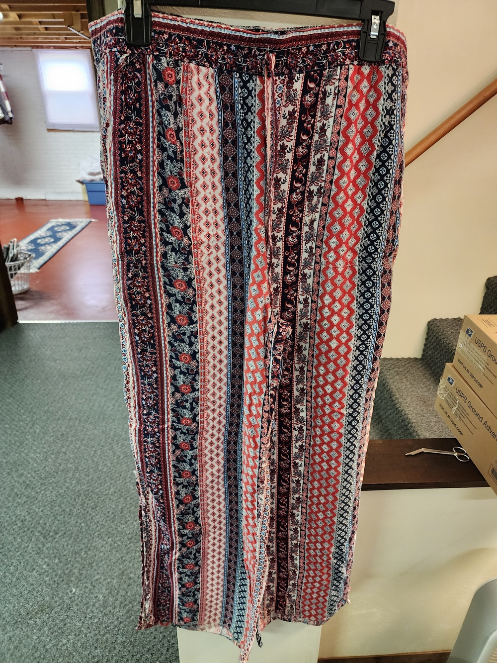 Westport Sz L Striped Bohemian Wide Leg Palazzo Pants